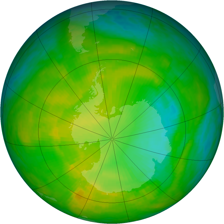 Antarctic ozone map for 27 November 1986